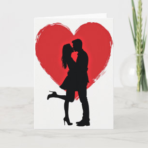 Carte d'anniversaire de couple Love Kiss Heart