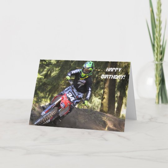Carte D Anniversaire De Coureur De Motocross Zazzle Fr