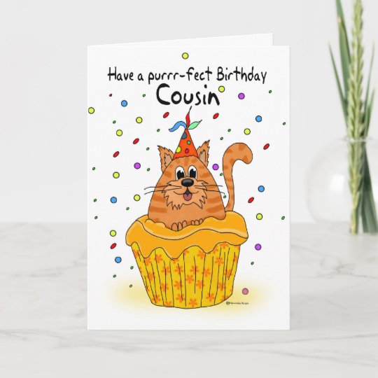 Carte D Anniversaire De Cousin Avec Le Chat De Zazzle Fr