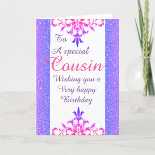 Carte d'anniversaire de cousine spéciale élégant