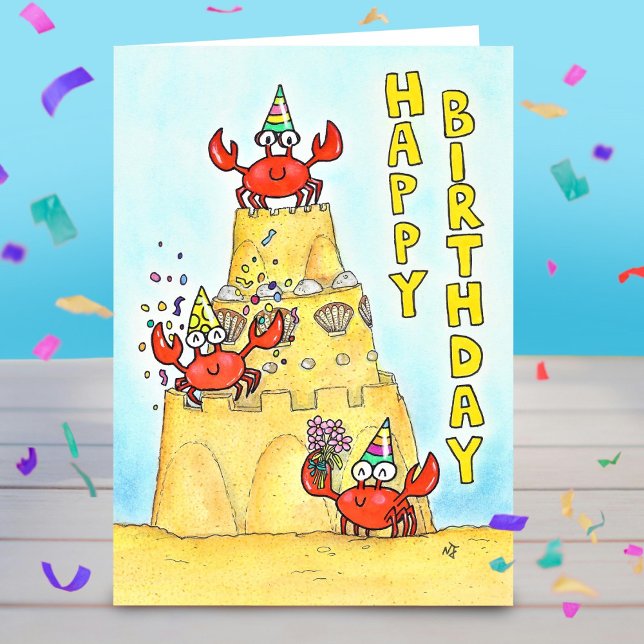Carte d'anniversaire de crabes rouges  (Créateur téléchargé)