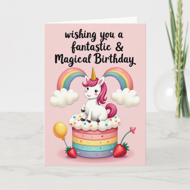 Carte d'anniversaire de créature à corne magique (Devant)