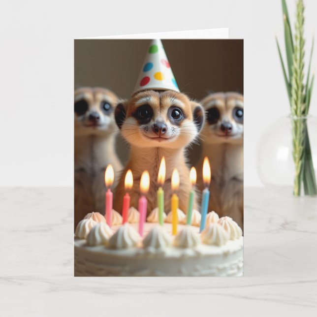 Carte d'anniversaire de créature à la bougie (Devant)