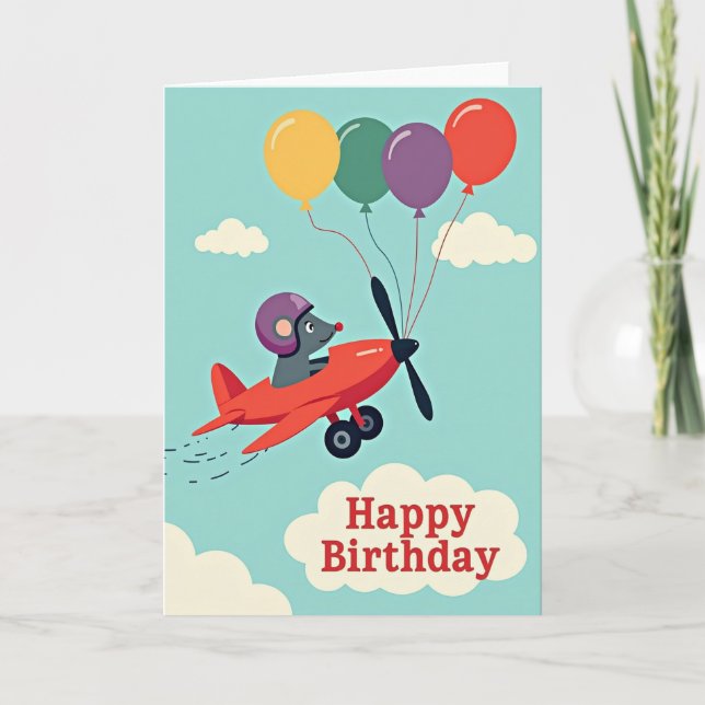 Carte d'anniversaire de créature d'aviateur (Devant)