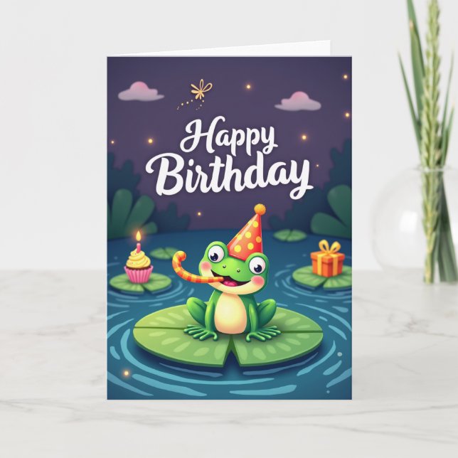 Carte d'anniversaire de créature d'étang (Devant)