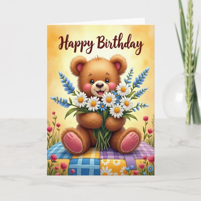 Carte d'anniversaire de créature floue (Devant)