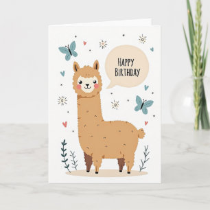 Carte d'anniversaire de créature lama joyeuse