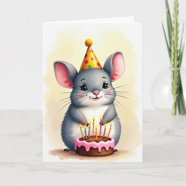 Carte d'anniversaire de créature mignonne (Devant)
