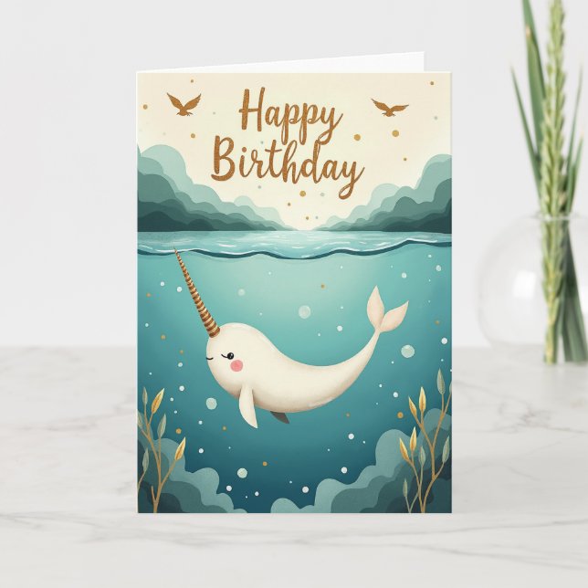 Carte d'anniversaire de créature océanique (Devant)