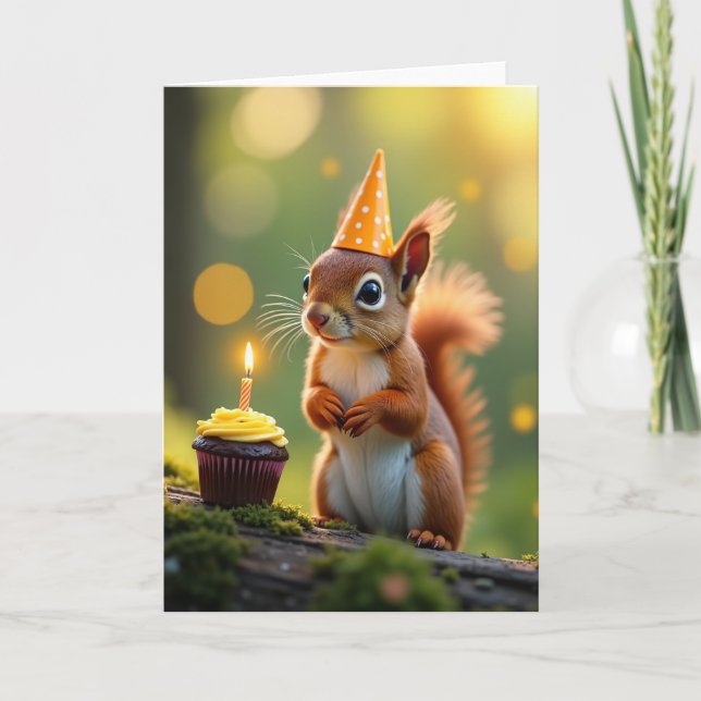 Carte d'anniversaire de créature rousse (Devant)