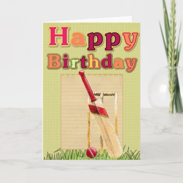Carte d'anniversaire de cricket (Devant)