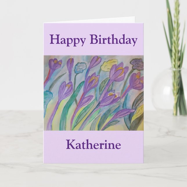 Carte d'anniversaire de Crocus de printemps Abstra (Devant)