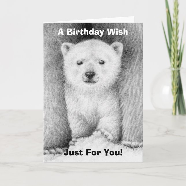 Carte d'anniversaire de CUB d'ours blanc (Devant)