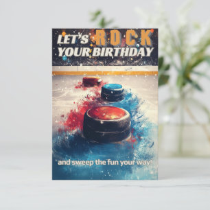 Carte d'anniversaire de curling