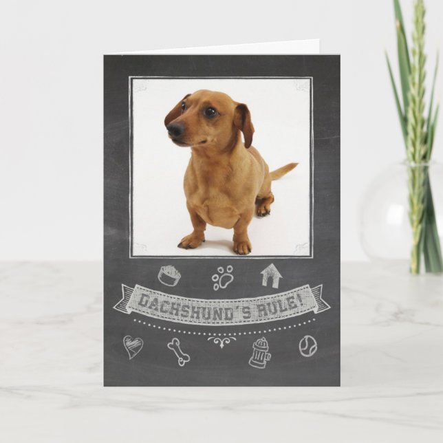 Carte d'anniversaire de Dachshund Chalkboard (Devant)