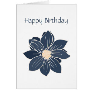 Carte d'anniversaire de Dahlia Fleur bleue personn
