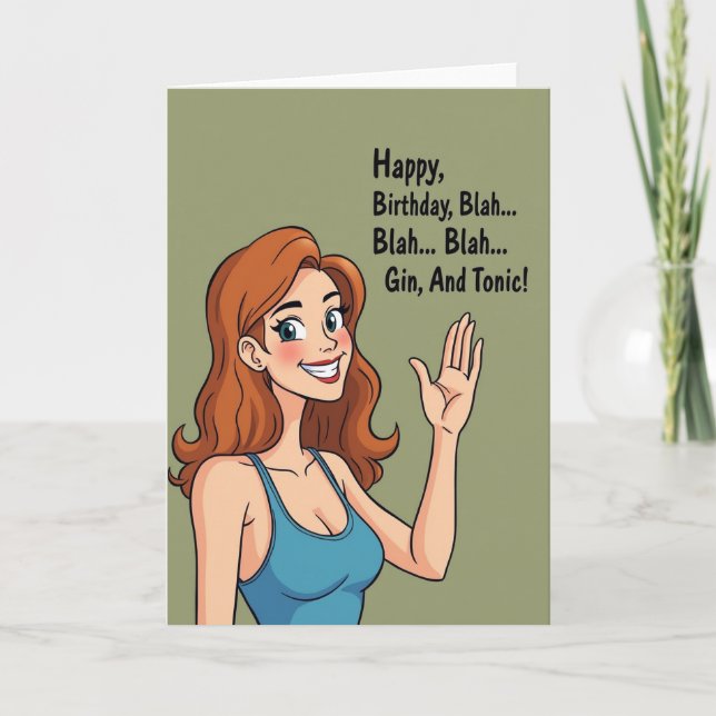 Carte d'anniversaire de dame souriante (Devant)