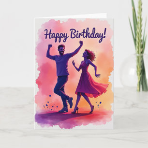 Carte d'anniversaire de danse joyeuse