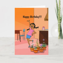 Carte d'anniversaire de design de fille heureuse