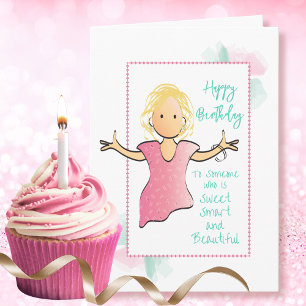 Carte d'anniversaire de dessin animé féminin drôle