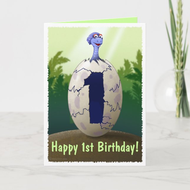Carte d'anniversaire de dinosaure de bébé (Devant)
