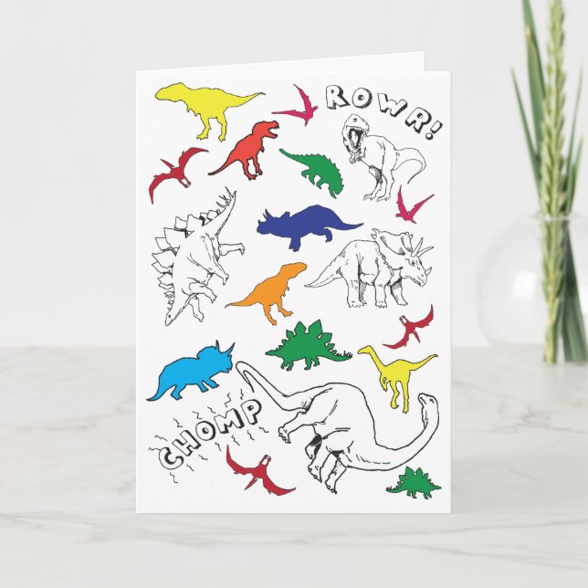 Carte d'anniversaire de dinosaure d'enfants (Devant)