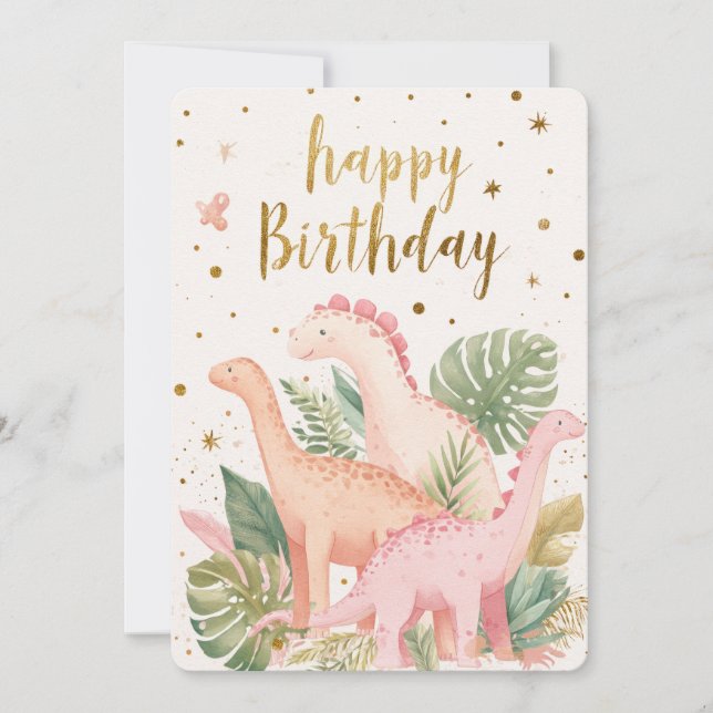 Carte d'anniversaire de dinosaure mignon (Devant)