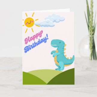 Carte d'anniversaire de dinosaure mignon - Kawaii
