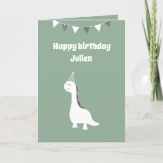 Carte d'anniversaire de dinosaure personnalisée