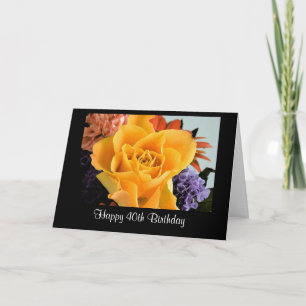 Carte d'anniversaire de Diva's Yellow Rose 40th po