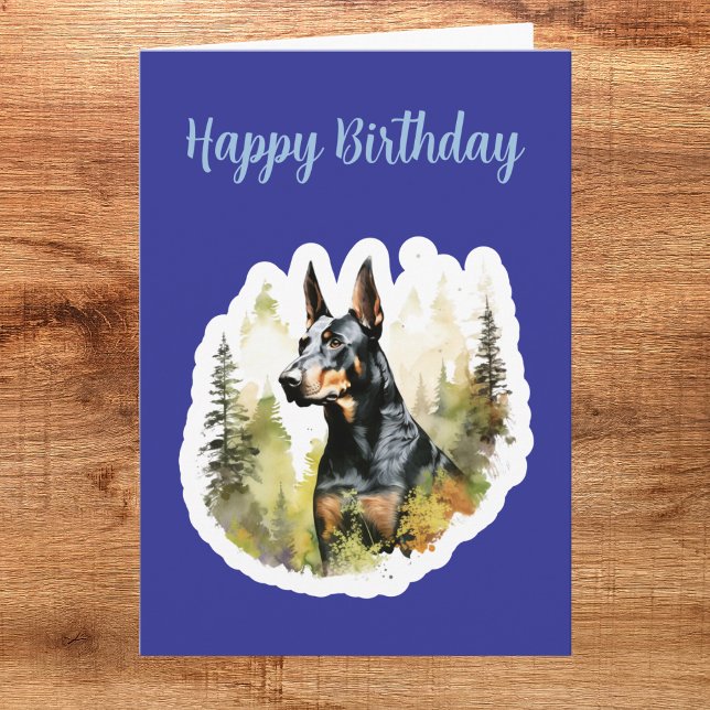 Carte d'anniversaire de Doberman mignon (Créateur téléchargé)