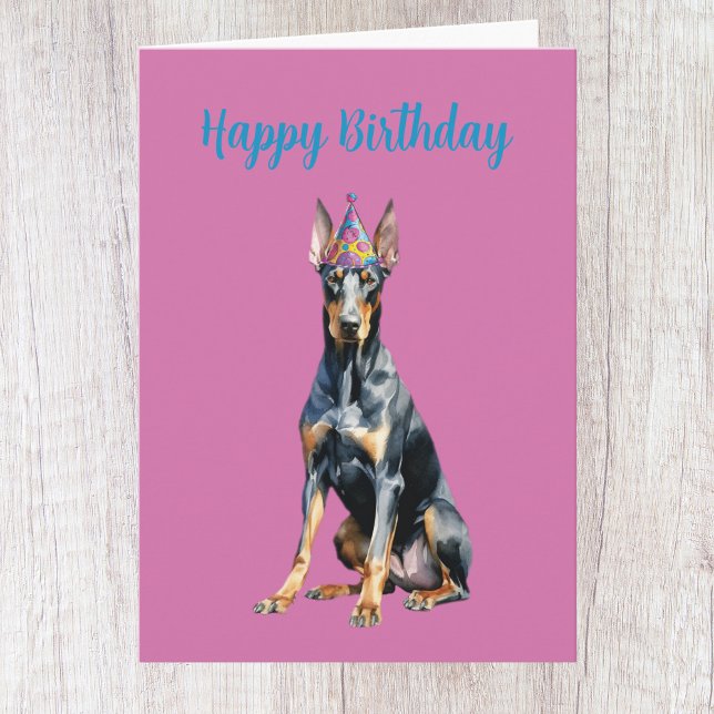 Carte d'anniversaire de Doberman mignonne (Créateur téléchargé)