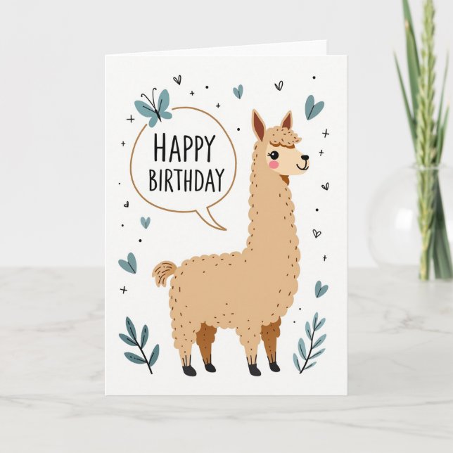 Carte d'anniversaire de doux lamas (Devant)