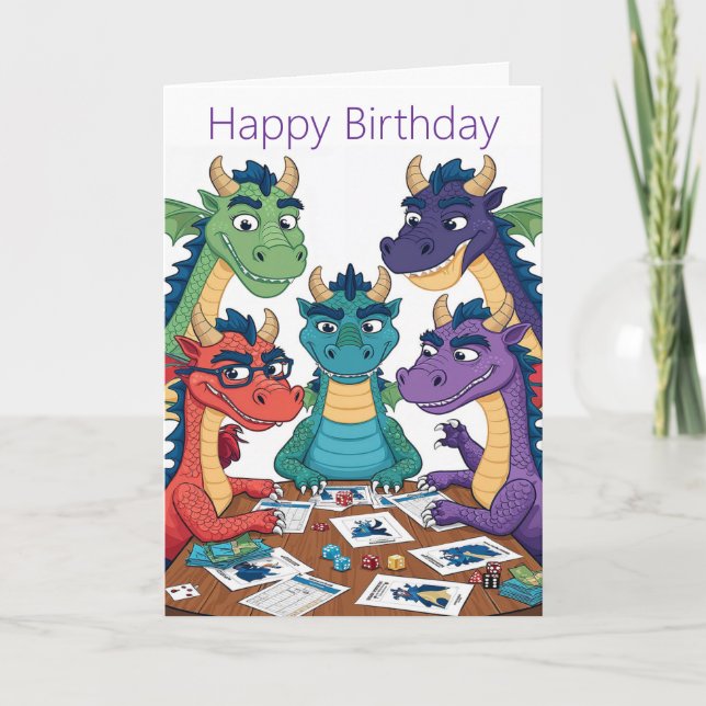 Carte d'anniversaire de dragon drôle (Devant)