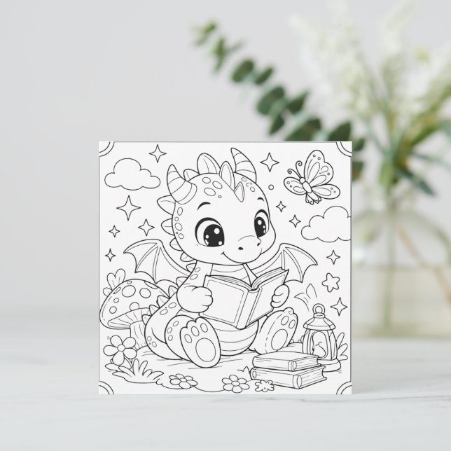 Carte d'anniversaire de dragon pour enfants - COLO (Debout devant)