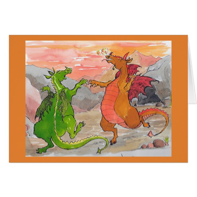 Carte d'anniversaire de dragons de danse (Devant horizontal)