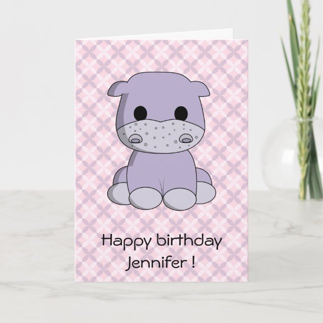 Carte d'anniversaire de enfant pour bébé hippo (Devant)