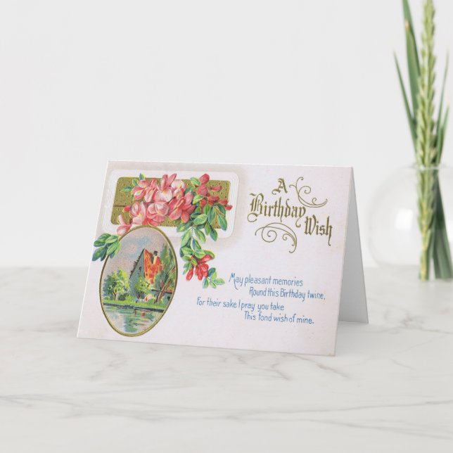 Carte d'anniversaire de fantaisie avec les roses (Devant)