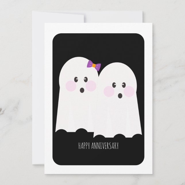 Carte d'anniversaire de fantôme adorable de Hallow (Devant)