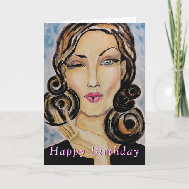 Carte d'anniversaire de femme Flirtant (Devant)