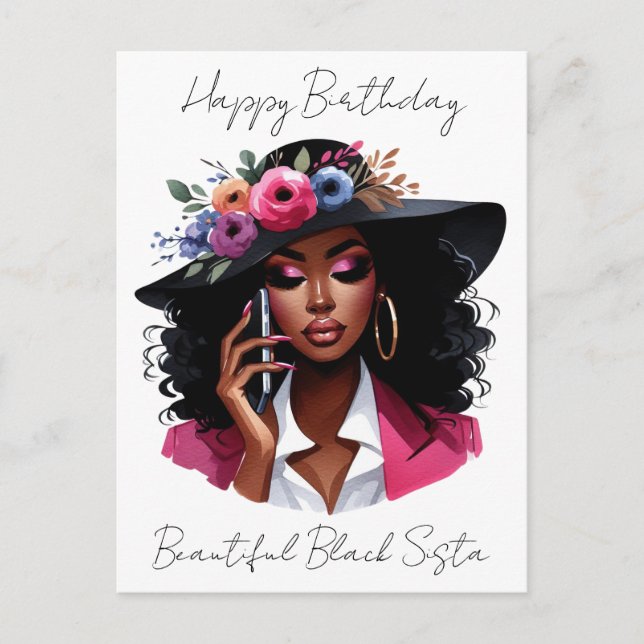 Carte d'anniversaire de femme noire (Devant)