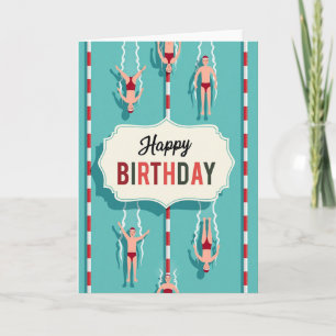 Carte d'anniversaire de fête au bord de la piscine
