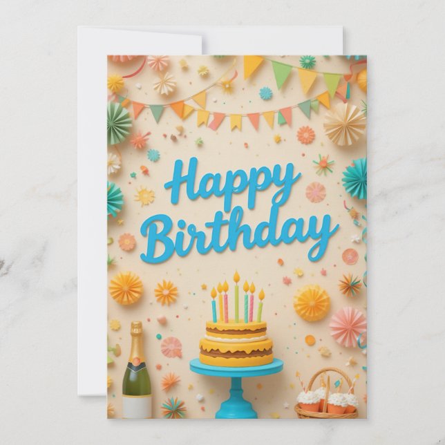 Carte d'anniversaire de fête colorée (Devant)