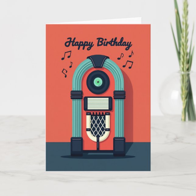 Carte d'anniversaire de fête de musique rétro (Devant)
