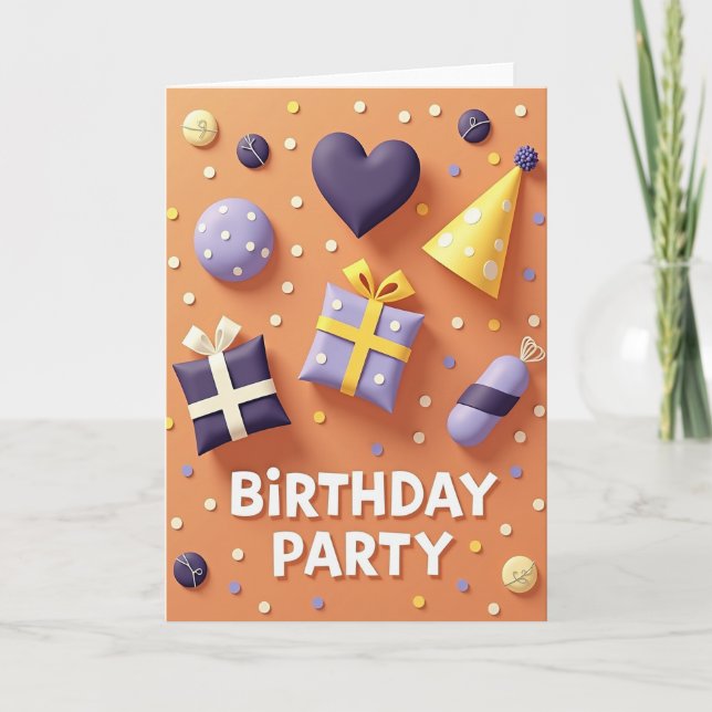 Carte d'anniversaire de fête fantaisiste (Devant)