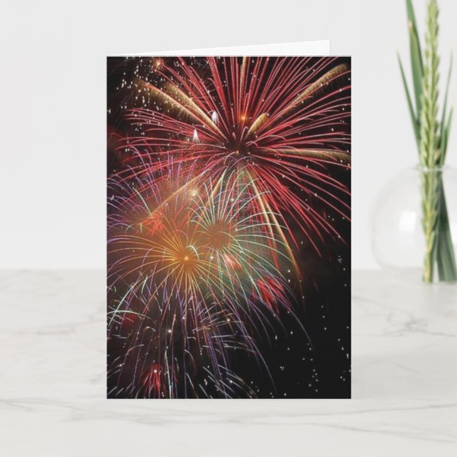 carte d'anniversaire de feux d'artifice (Devant)