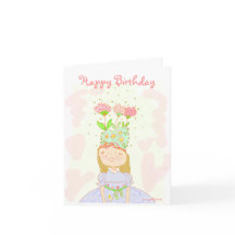 Carte d'anniversaire de fille aux fleurs