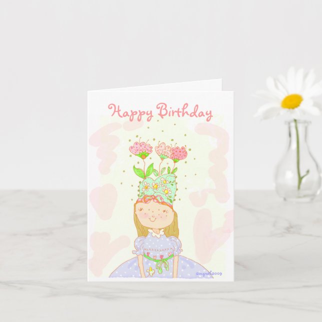Carte d'anniversaire de fille de fleurs (Petite plante)
