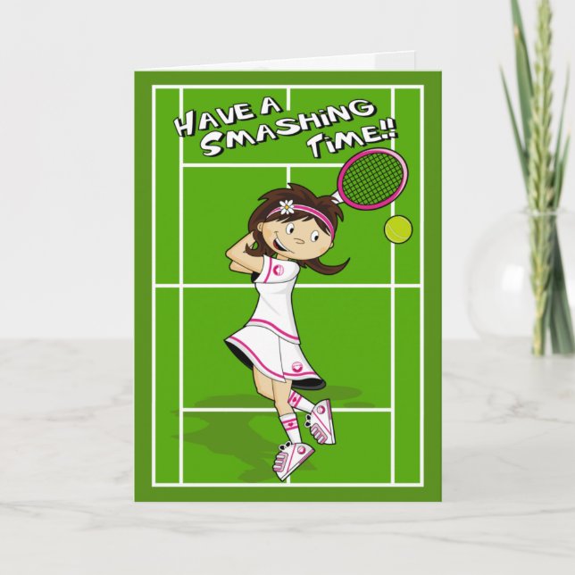 Carte d'anniversaire de fille de tennis (Devant)