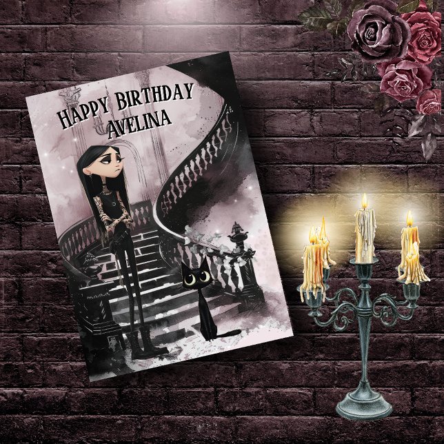 Carte d'anniversaire de fille gothique mignonne av (Créateur téléchargé)